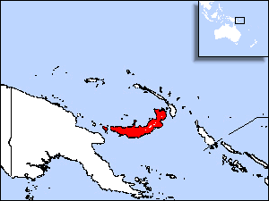 Range Map for New Britain Bronzewing